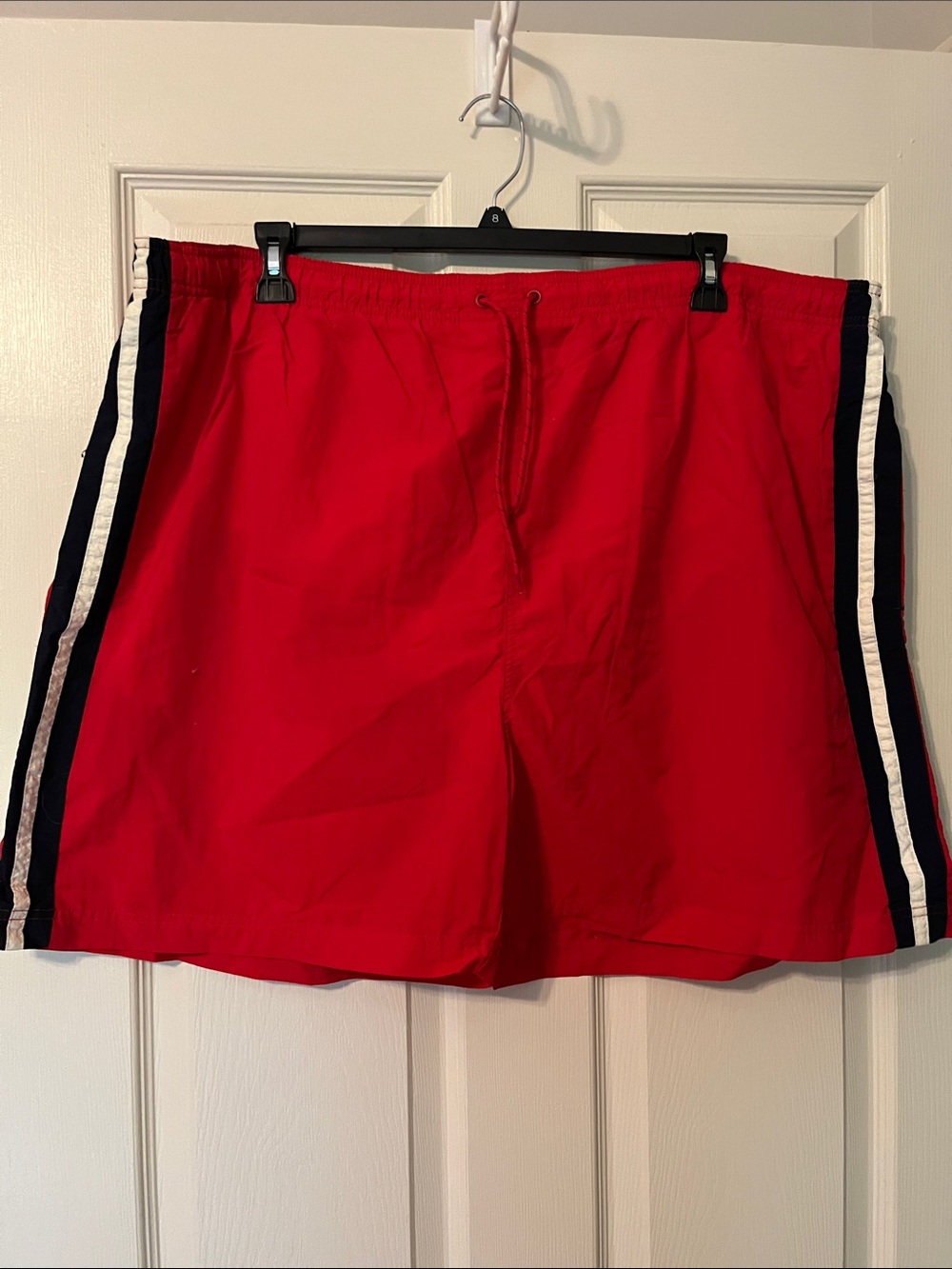 Men's Red Athletic Swim/Shorts with Side Stripe